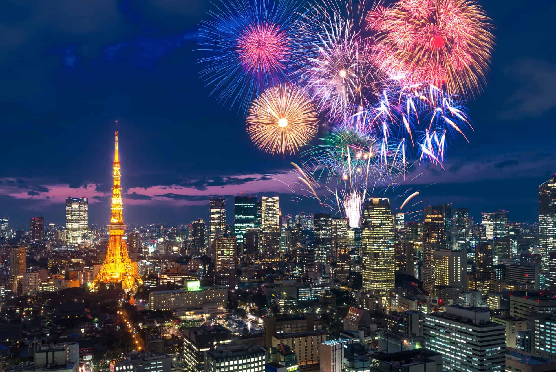 nouvel an tokyo feux artifices nouvel an tokyo feux artifices
