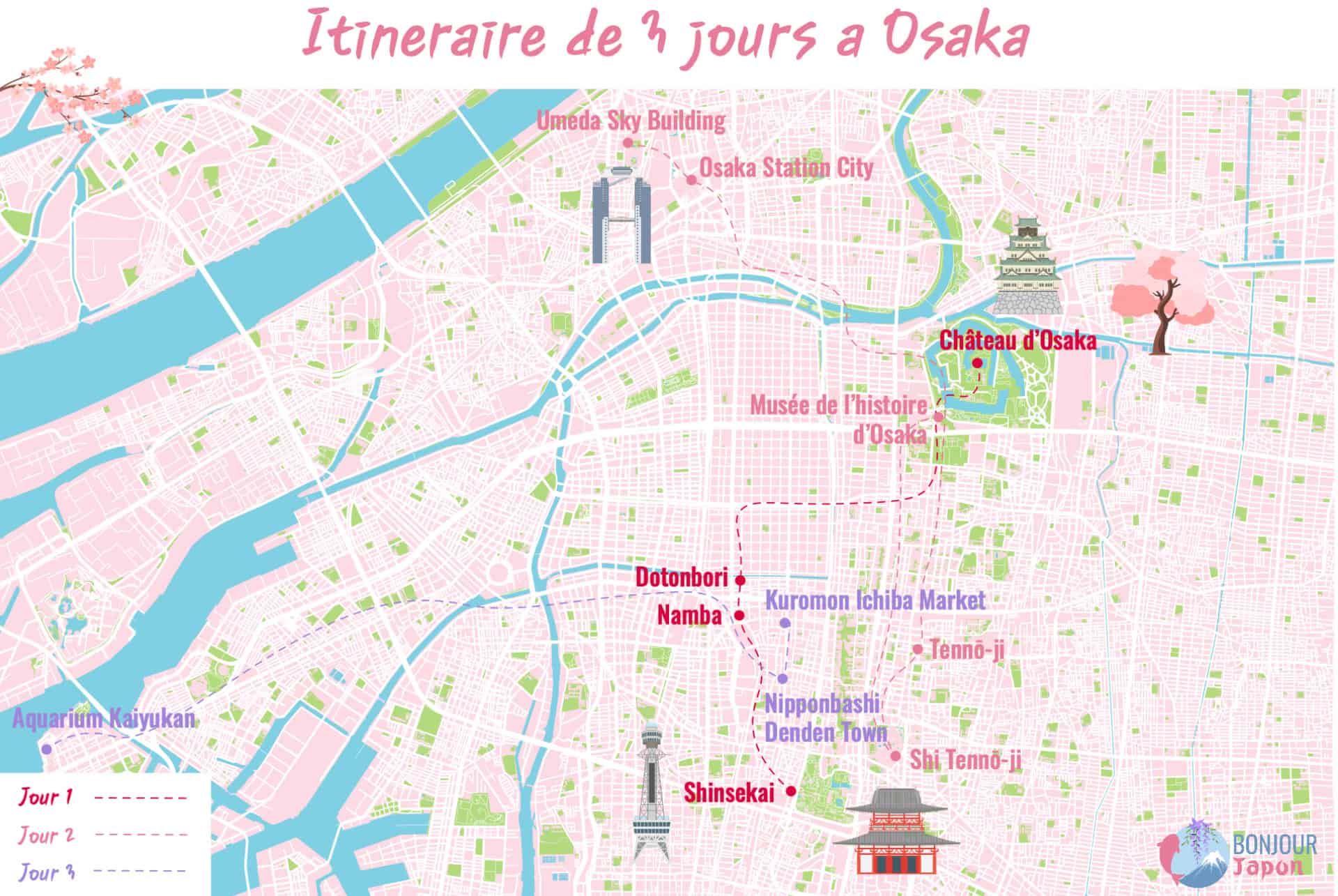 itineraire de 3 jours a osaka