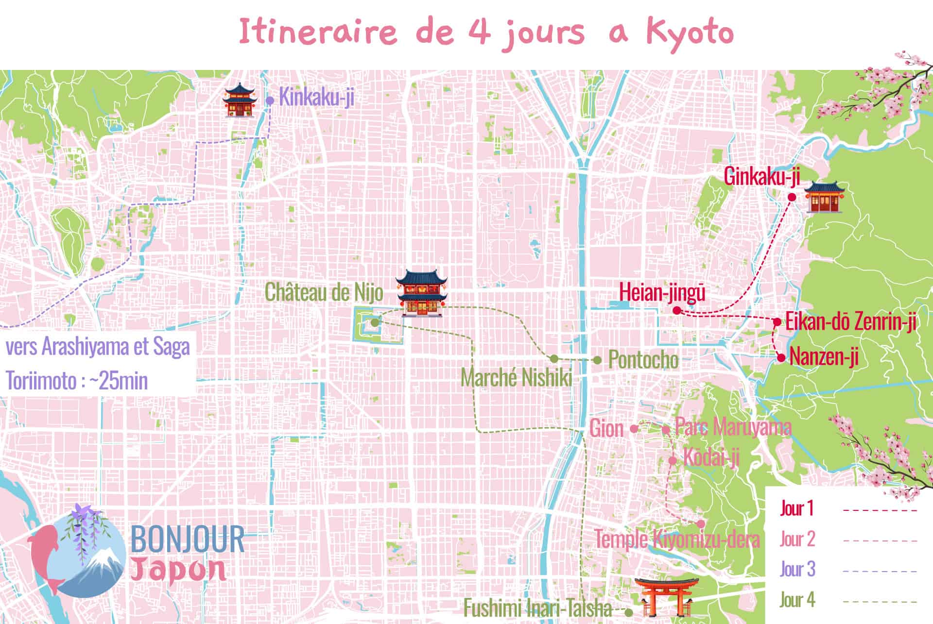 map kyoto 4 jours