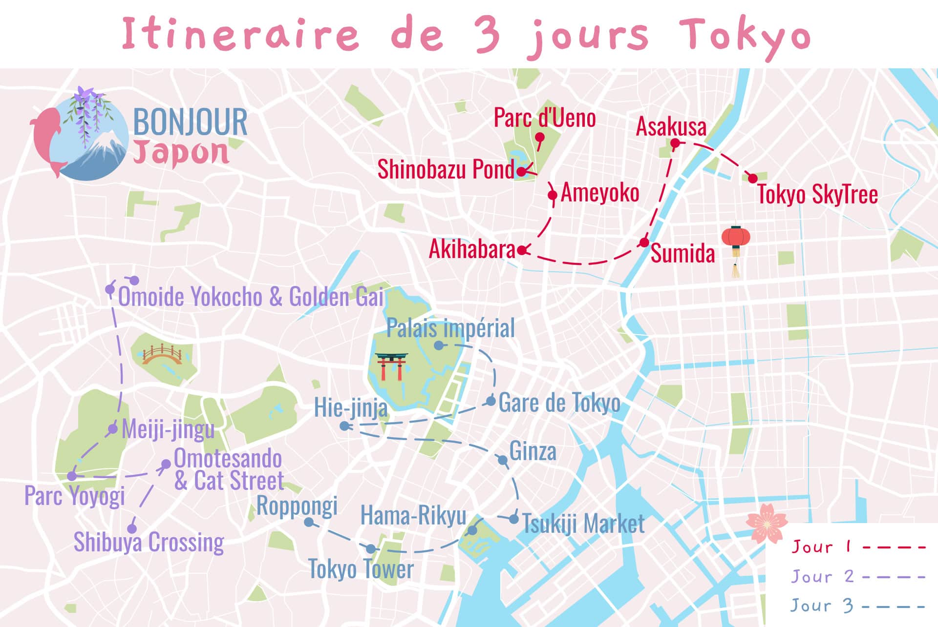 map tokyo 3 jours