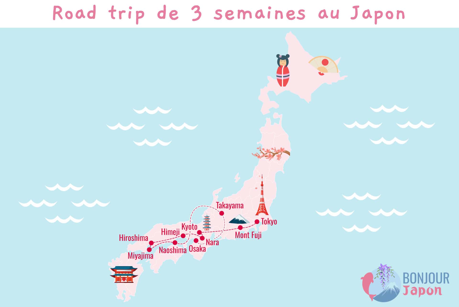 road trip de 3 semaines au japon carte road trip de 3 semaines au japon carte
